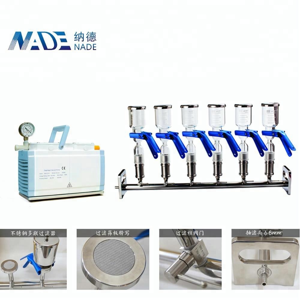 Laboratory 6 branch Glass Vacuum filter Manifolds solvent filtration system