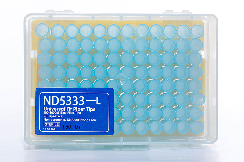 NADE Laboratory Low Binding Pipette Filter Tips transparent/yellow/blue 0.1-1000ul