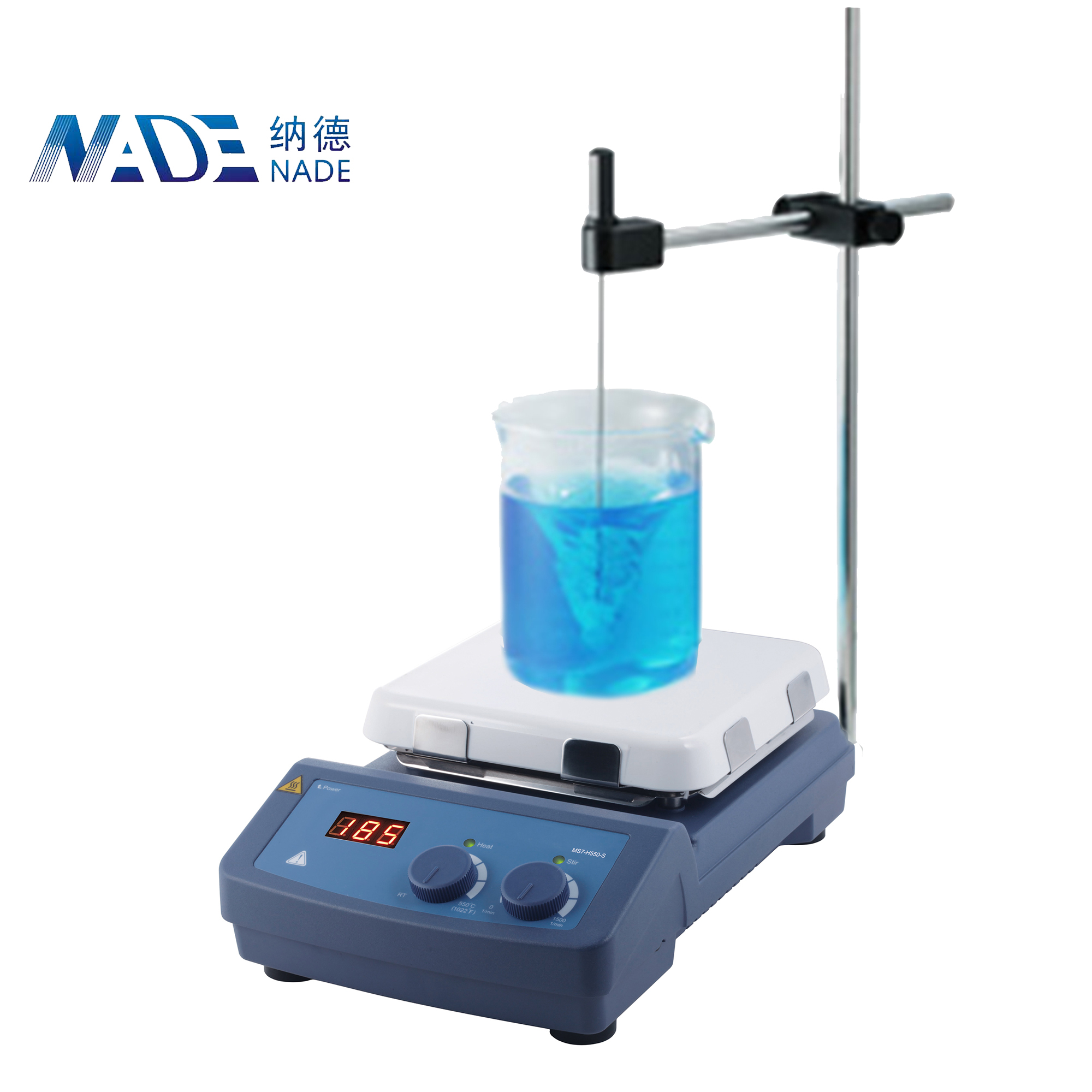 NADE Laboratory 550C 10L LED Display 7'' Square Safe Hotplate Magnetic Stirrer with PT1000 temperature sensor